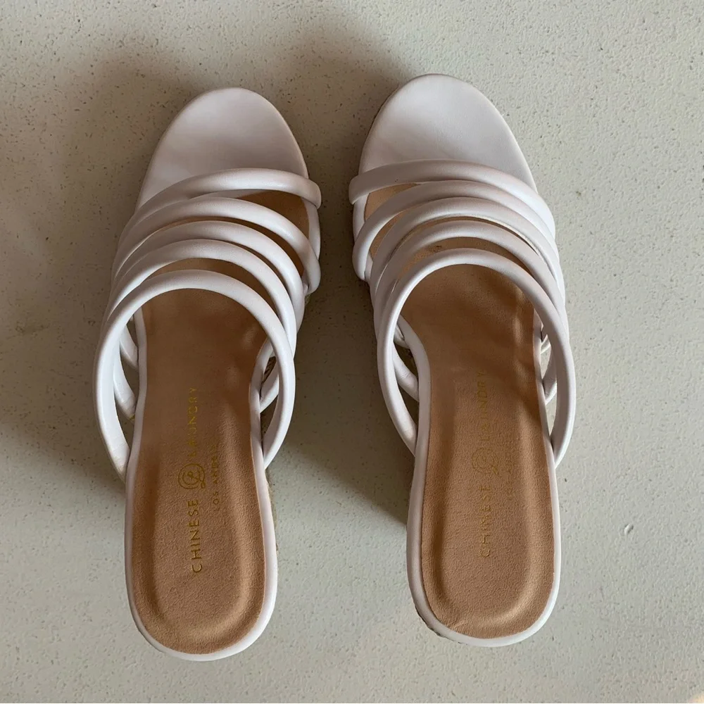 Chinese Laundry White Eleana Strappy Platform Wedge Espadrille Sandals Size 9